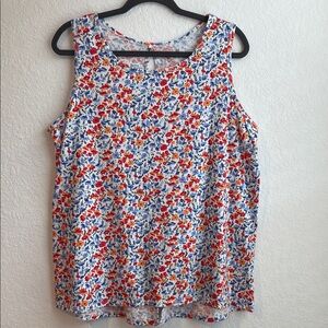 Vibrant Floral Cotton Tank Top - Multicolor